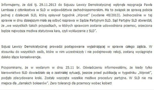 Bokser poza SLD - Paweł Lembas zrezygnował