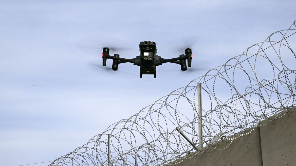 170 kilometers of security wall built on the Van-Iran border completed
VAN, TURKIYE - DECEMBER 04: A drone is doing surveillance over the 170 kilometers of the security wall where built on the Iranian border to prevent illegal crossings, smuggling activities and terrorist infiltration in Van, Turkiye on December 04, 2023. Security measures are also kept at a high level in order to prevent crossing the border. Security forces, using all the means of technology, keep the border under constant control with the Sahingoz thermal camera developed by ASELSAN with domestic and national facilities and capable of detecting from a distance of 10 kilometers, ACAR Land Surveillance Radar System capable of detecting from a distance of 40 kilometers, SEDA Firing Location Detection System, thermal and PTZ cameras, lighting system and seismic sensors. (Photo by Ozkan Bilgin/Anadolu via Getty Images)
Anadolu
170 kilometers wall, border, security wall, turkiye, van, van-iran border