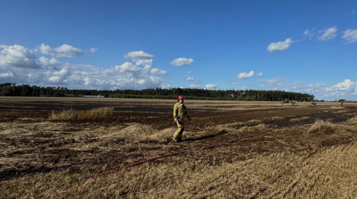 Komorów: Pożar ścierniska i zboża. Spłonęły 2,5 hektara upraw