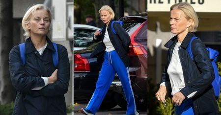 Ponura Małgorzata Foremniak DREPCZE w DRESIE do teatru. Czyżby nie była fanką jesieni? (ZDJĘCIA)