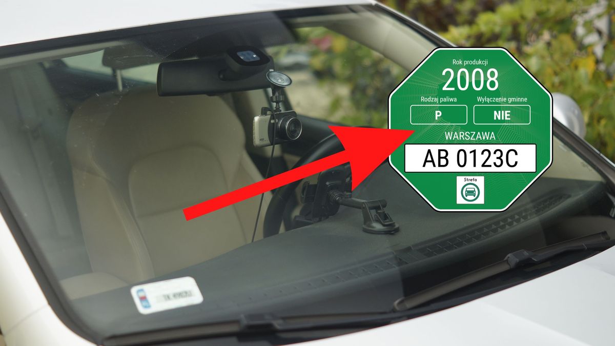 Wzór nalepki dla pojazdów uprawnionych do wjazdu do strefy czystego transportu.