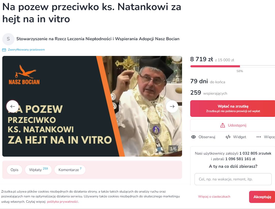 Stowarzyszenia Nasz Bocian chce pozwać księdza skandalistę