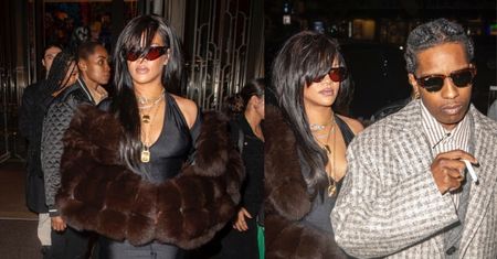 Rihanna w futrzanym bolero drepcze z ASAPem Rocky'm na jego imprezę z okazji 36. urodzin. Najmodniejsza para w branży?