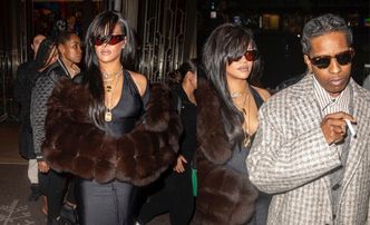 Rihanna w futrzanym bolero drepcze z ASAPem Rocky'm na jego imprezę z okazji 36. urodzin. Najmodniejsza para w branży?