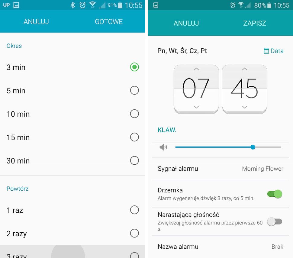 Galaxy Note 4 i Galaxy S6 - Zegar