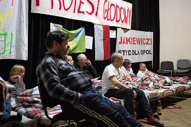 Protestujący w Dobrzeniu Wielkim
