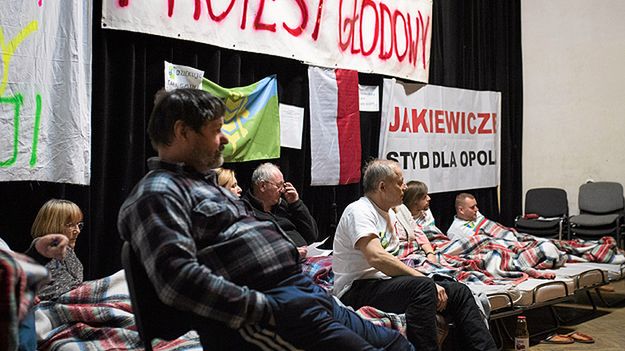 Protestujący w Dobrzeniu Wielkim