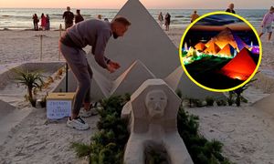 "Egipt nad Bałtykiem". Niezwykłe rzeźby na plaży w Łebie