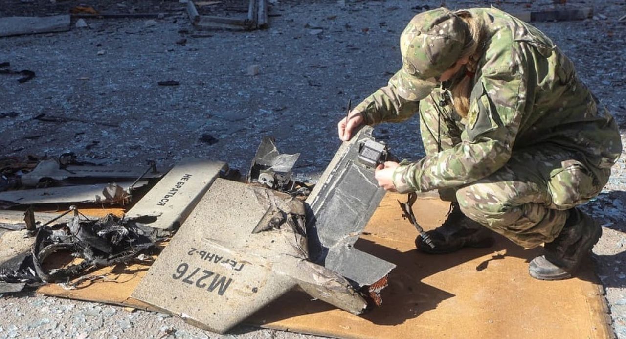 Remnants of the Shahed-136 drone found in Kharkiv after the Russian air attack.