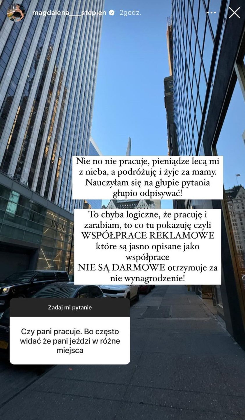 Magdalena Stępień odpowiada na pytanie o zarobki 