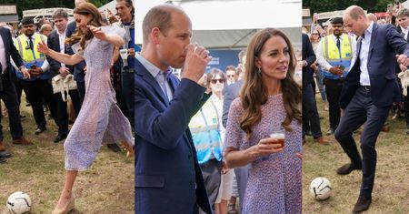 Kate Middleton i książę William grają w piłkę nożną i popijają piwo na torze wyścigowym (ZDJĘCIA)