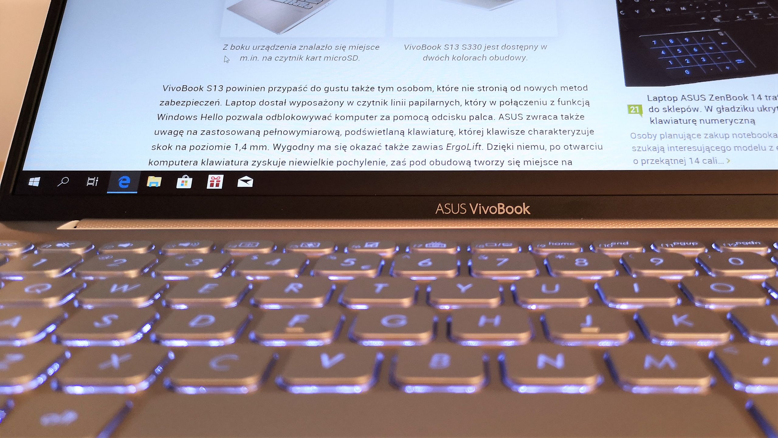 ASUS VivoBook S13 – test pierwszego laptopa z ekranem NanoEdge 2