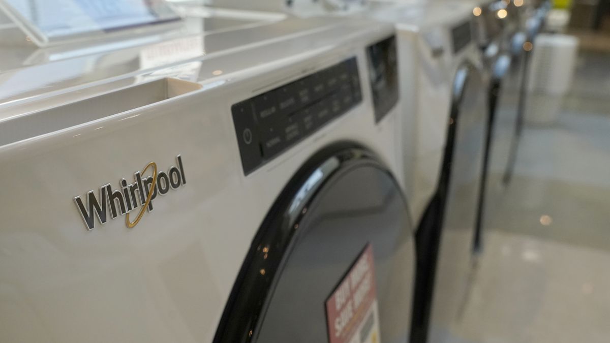 Whirlpool washing machines displayed at a RC Willey home furnishings store in Draper, Utah, US, on Monday, Aug. 28, 2023. The US Census Bureau is scheduled to release durable goods orders figures on September 5. Photographer: George Frey/Bloomberg via Getty Images