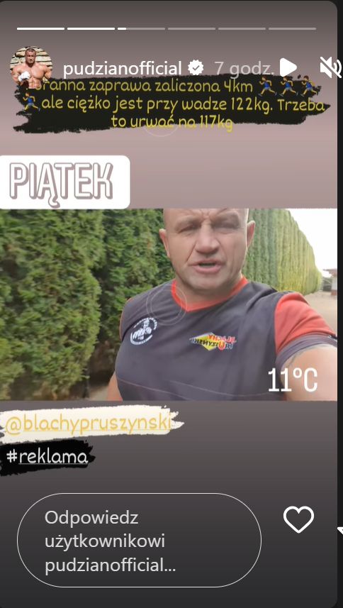 Mariusz Pudzianowski poinformował o zbędnych kilogramach