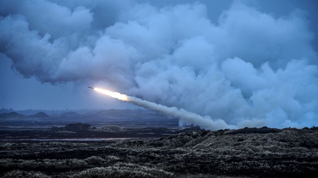 OKSBOL, DENMARK - MARCH 30: The M142 HIMARS rocket is seen during Dynamic Front military exercise led by the United States in the Oksbol training area, Denmark, on March 30, 2023. (Photo by Sergei Gapon/Anadolu Agency via Getty Images)