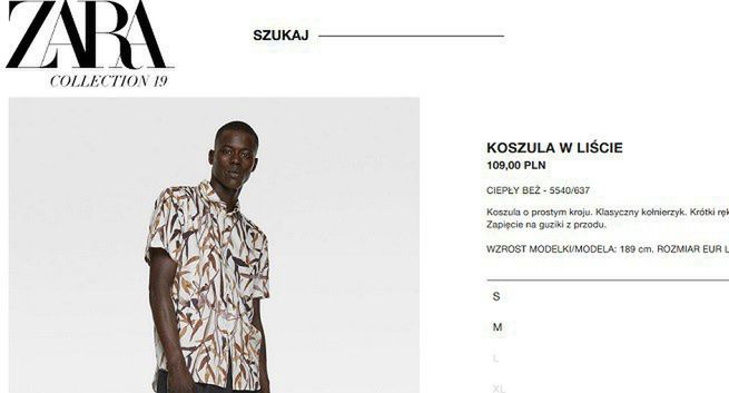 Zara po krytyce internautów usunęła zdjęcie koszuli z bambusem i zmieniła pod nim podpis
