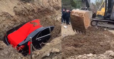Zakopali Mercedesa wartego 600 tys. zł. Taki mieli powód