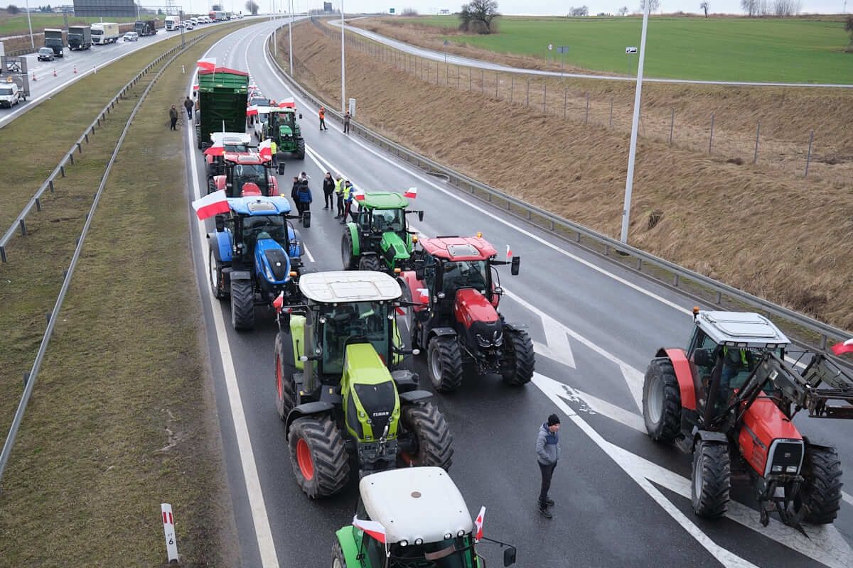 Protest rolników na obwodnicy Lublina - węzeł Lublin Tatary