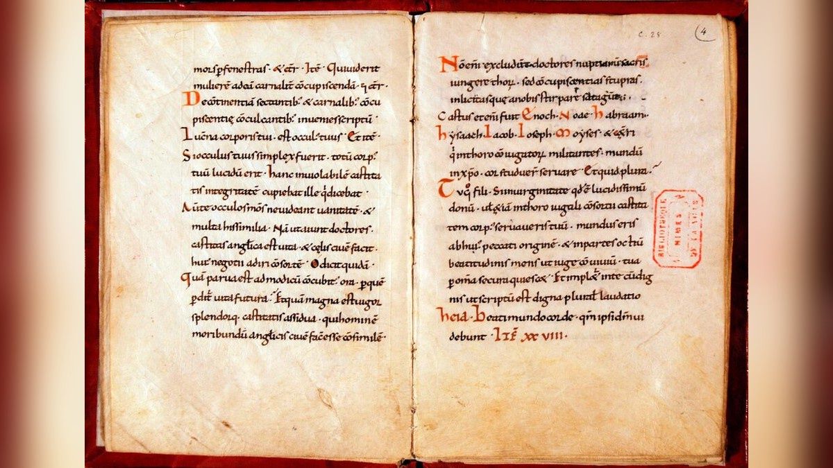 Strona odpisu Liber manualis Dhuody. Zbiory Bibliothèque nationale de France.