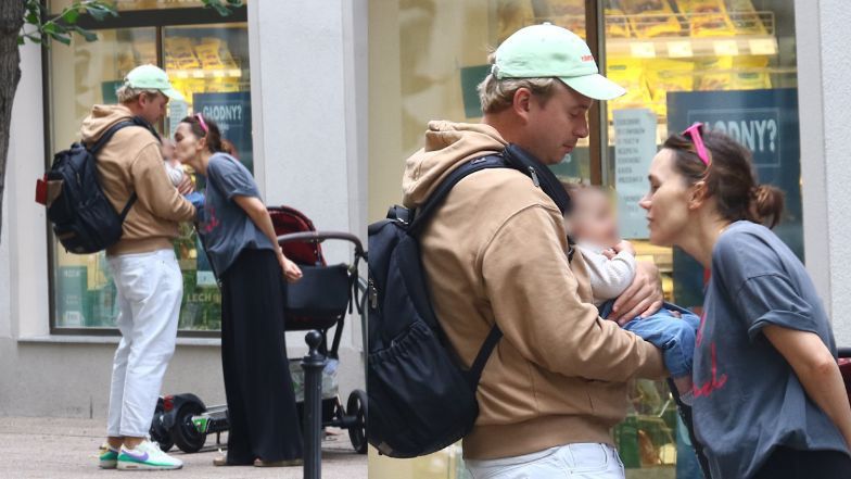 Olga Bołądź z rodziną w Sopocie