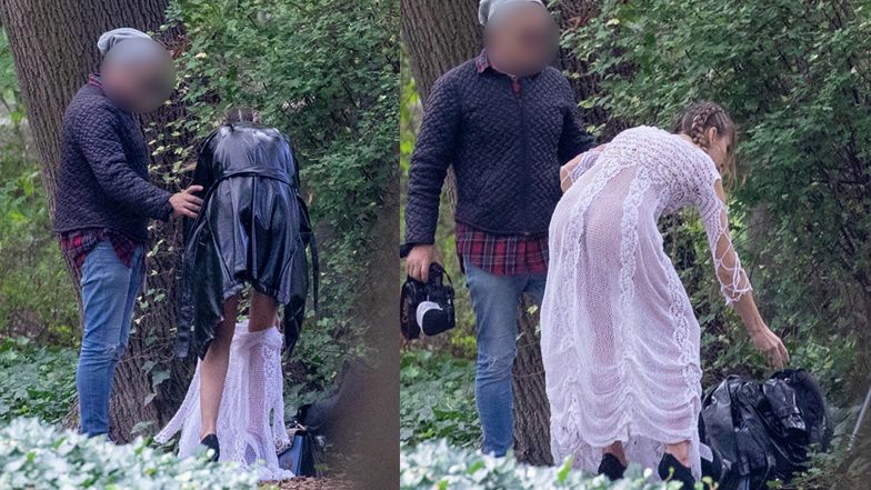 Marianna Schreiber pozuje w w Łazienkach Królewskich 