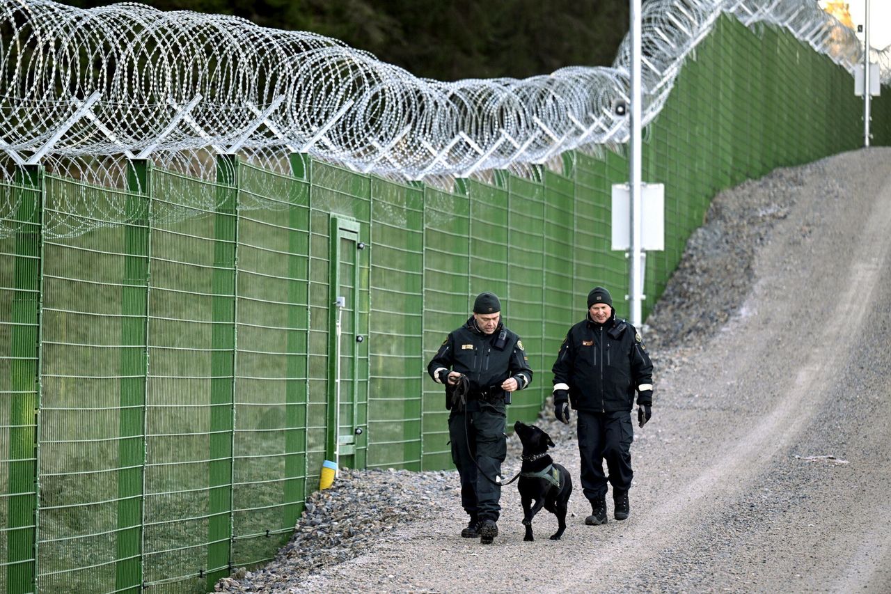 Fence on the border of Finland with Russia. Starting Monday, Finns are implementing a new migration law.