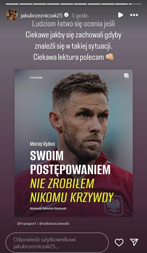 Komentarz Rzeźniczaka na temat wywiadu Rybusa w TVP Sport