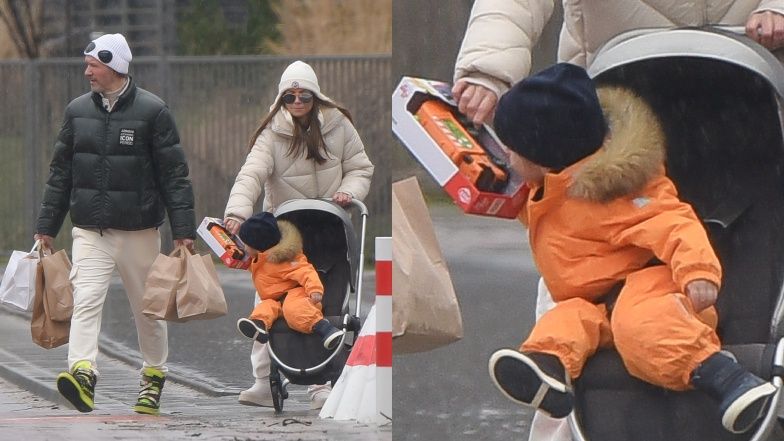 Małgorzata Rozenek i Radosław Majdan na spacerze z Heniem