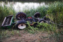 Tragedia podczas koszenia trawy. Ciągnik spadł ze skarpy