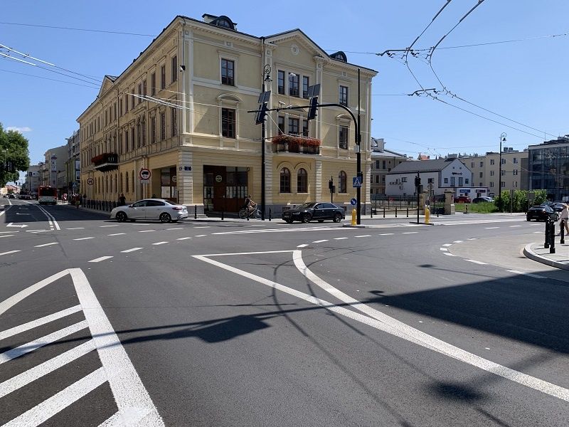 Przebudowane skrzyżowanie ul. Lipowa, ul. Krakowskie Przedmieście, Al. Racławickie