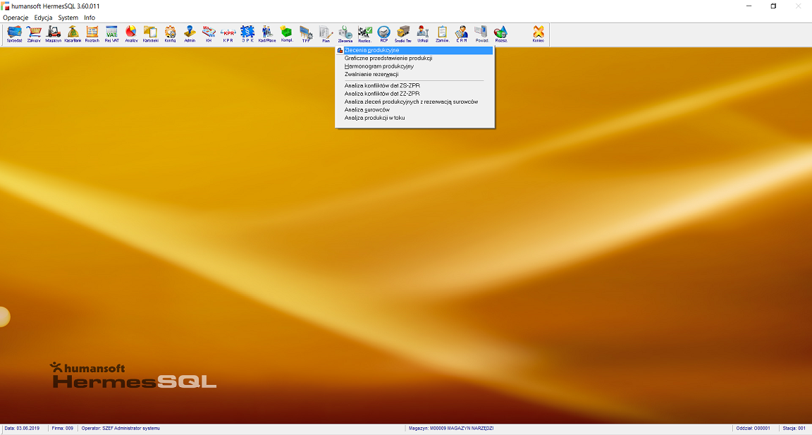 HermesSQL – zlecenia produkcyjne.