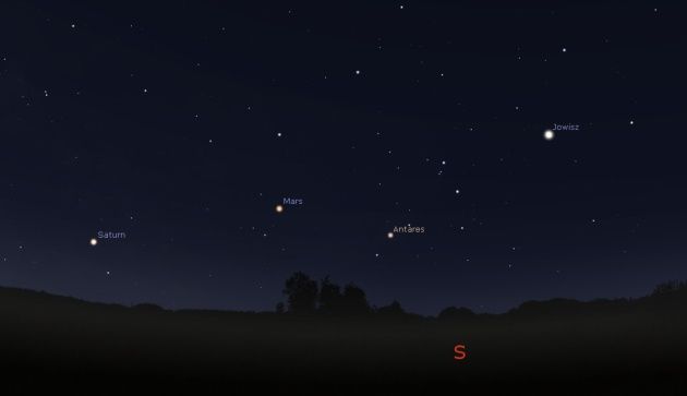 Niebo w kierunku południa. Stellarium