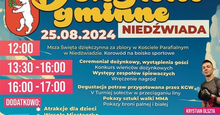Dożynki w Niedźwiadzie 2024. Gwiazdą imprezy zespół Kombi Łosowski. Zobacz godzinowy program