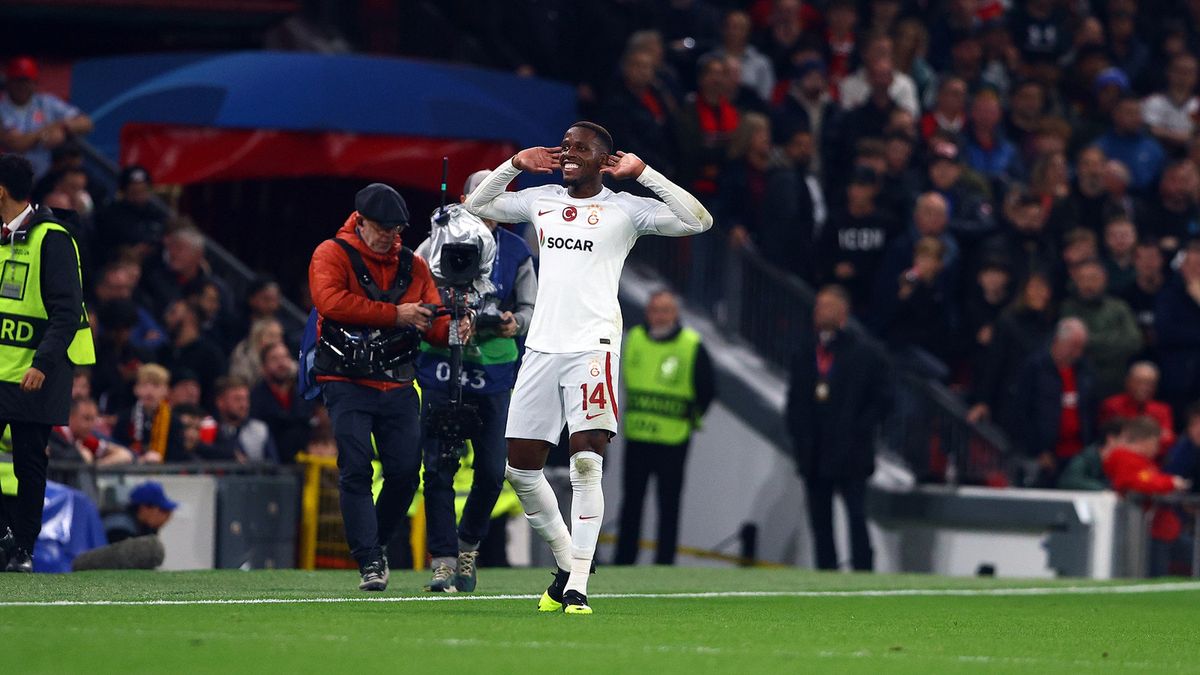 Manchester United v Galatasaray A.S.: Group A - UEFA Champions League 2023/24
MANCHESTER, ENGLAND - OCTOBER 3: Wilfried Zaha of Galatasaray S.K. celebrates after scoring his team's first goal to make the score 1-1 during the UEFA Champions League match between Manchester United and Galatasaray A.S. at Old Trafford on October 3, 2023 in Manchester, England. (Photo by MB Media/Getty Images)
MB Media