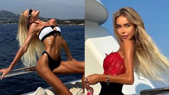 Ekstremalnie szczupła Julia Dybowska wygina się w bikini na pokładzie luksusowego jachtu