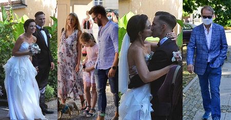 Ślub Marcina Bosaka i Marii Dębskiej: zakochani państwo młodzi, ciężarna Barbara Kurdej-Szatan, zamaseczkowany Artur Żmijewski... (ZDJĘCIA)