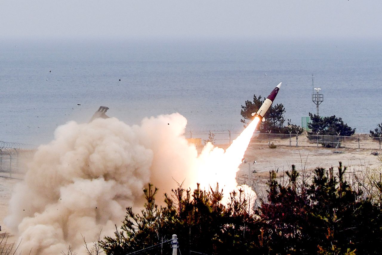 Launching of the MGM-140 ATACMS missile.