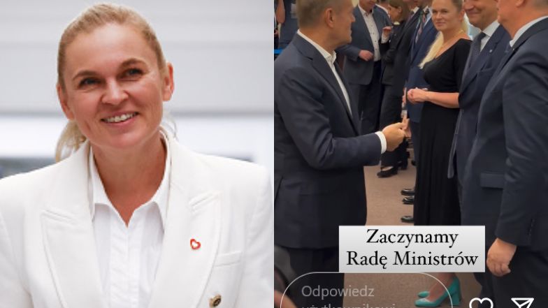Barbara Nowacka w oryginalnych butach.