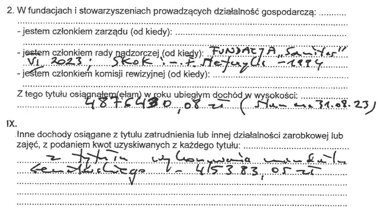 Oświadczenie majątkowe senatora Grzegora Biereckiego