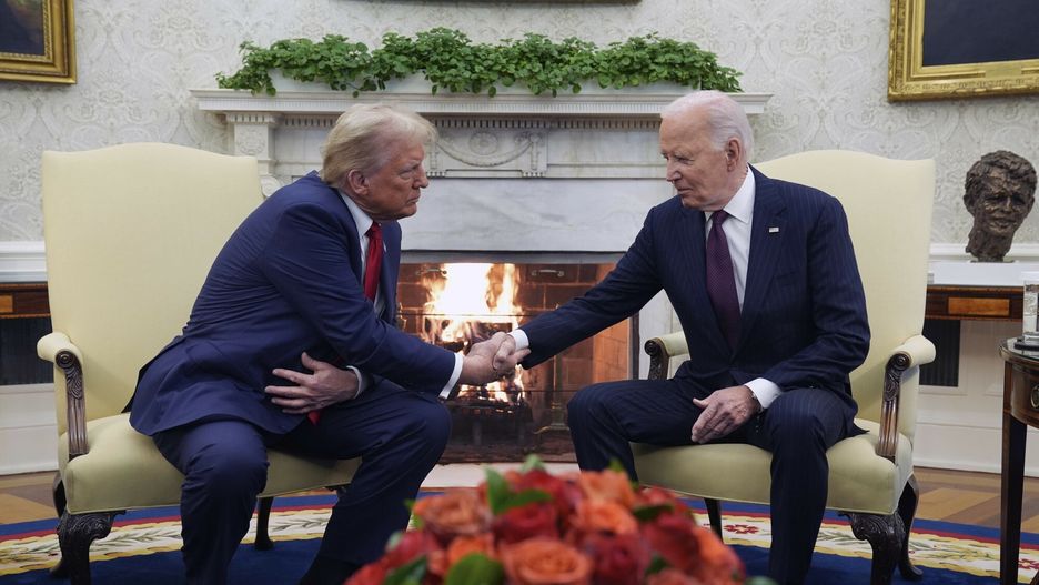 Temporary
President Joe Biden meets with President-elect Donald Trump in the Oval Office of the White House, Wednesday, Nov. 13, 2024, in Washington. (AP Photo/Evan Vucci)
Evan Vucci