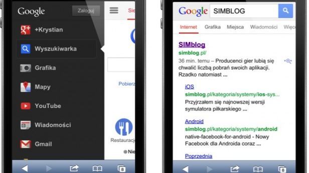 Nowy wygląd webowego Google'a dla iOS-a i Androida 1