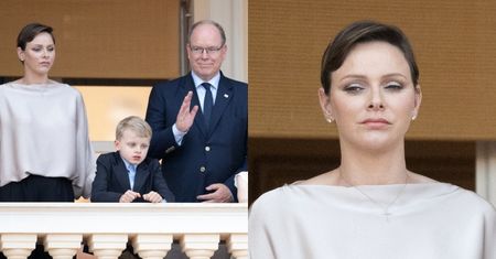 SMUTNA księżna Charlene pozdrawia tłum z balkonu, zachowując dystans od starszego o 19 lat męża (FOTO)