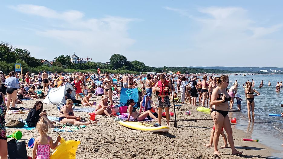 Plaża w Gdańsku-Brzeźnie w sobotę 12 sierpnia 