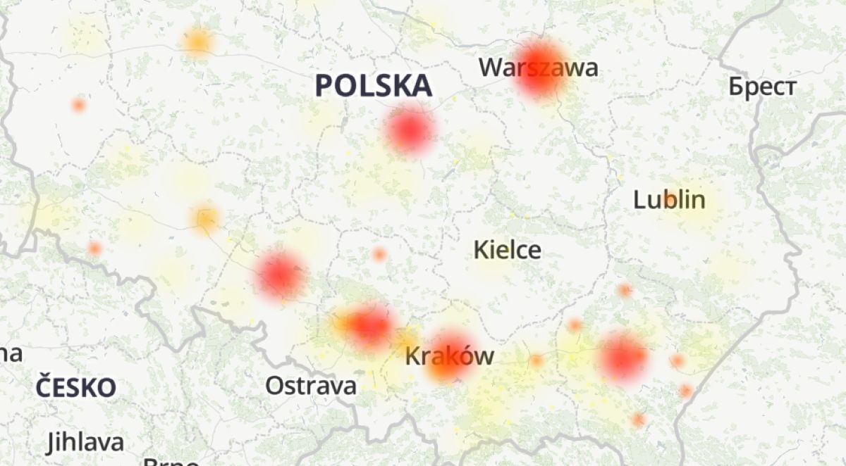 Awaria w sieci Play /fot. Downdetector