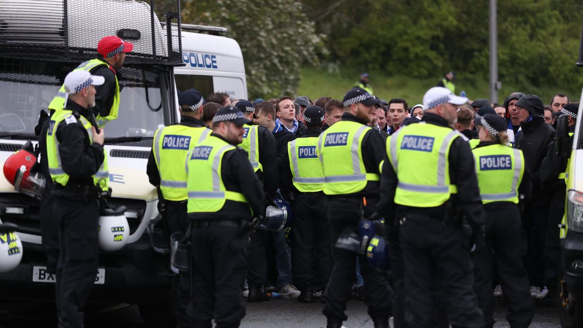 LONDON, ENGLAND - APRIL 20: Gent fans approach the stadium during the UEFA Europa Conference League quarter final second leg match between West Ham United and KAA Gent at London Stadium on April 20, 2023 in London, United Kingdom. (Photo by Jacques Feeney/Offside/Offside via Getty Images)