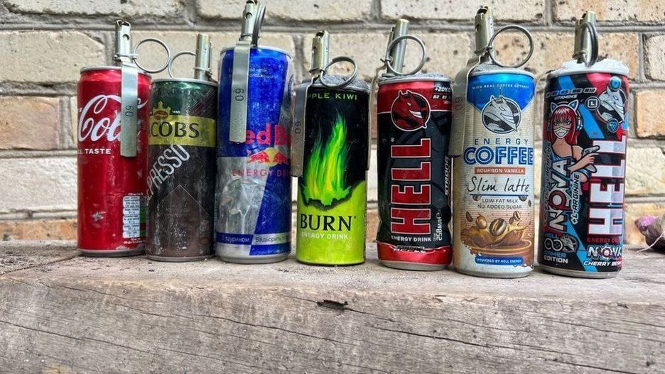 Improwizowane granaty bazujące na puszkach po energetykach.