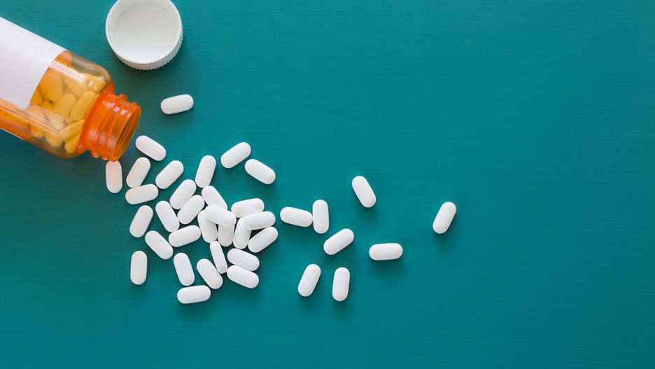White pills scattered from an orange prescription bottle on a teal background.
SawBear\Kenn Navarro
pill, white, teal, blue, prescription, medicine, medication, medical, illness, pharmacy, treatment, plastic, health, tablet, background, bottle, care, nobody, jar, open, pain, overhead, copyspace, copy, dose, drugs, empty, healthcare, painkillers, table, supplements, top, view, vitamins, pharmaceuticals, space, concept, blank, painkiller, detail, dosage, drug, healthy, pharmaceutical, addiction, aspirin, cure, vitamin, antibiotics, chemistry