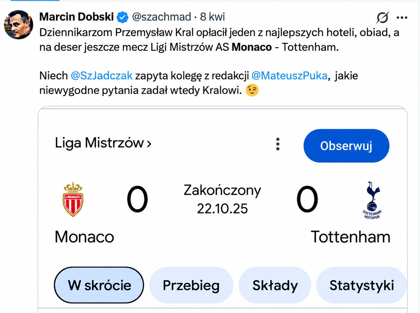 Wpis Marcina Dobskiego z 8 kwietnia 2026 r.