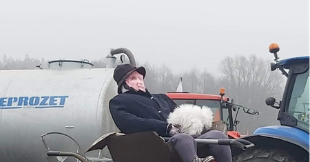 Protest rolników na Mazurach. "Jarosław Kaczyński" na taczce