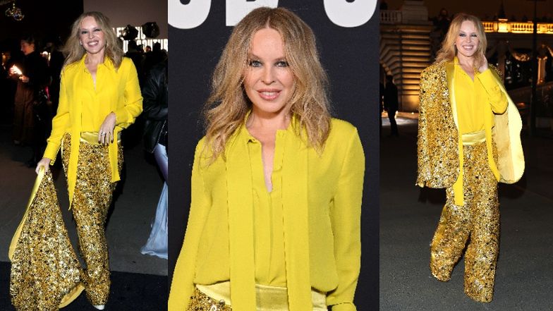 Żółciutka Kylie Minogue błyszczy na paryskim pokazie wiosennej kolekcji Valentino (ZDJĘCIA)